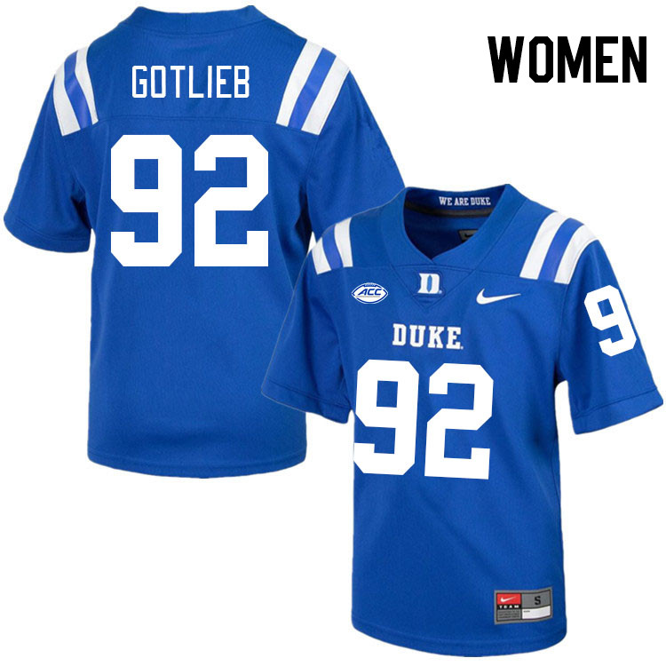 Women #92 Graham Gotlieb Duke Blue Devils College Football Jerseys Stitched-Royal